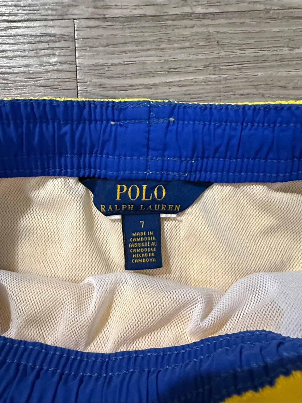 Polo by Ralph Lauren Yellow Kids Swim Trunks with Navy Pony